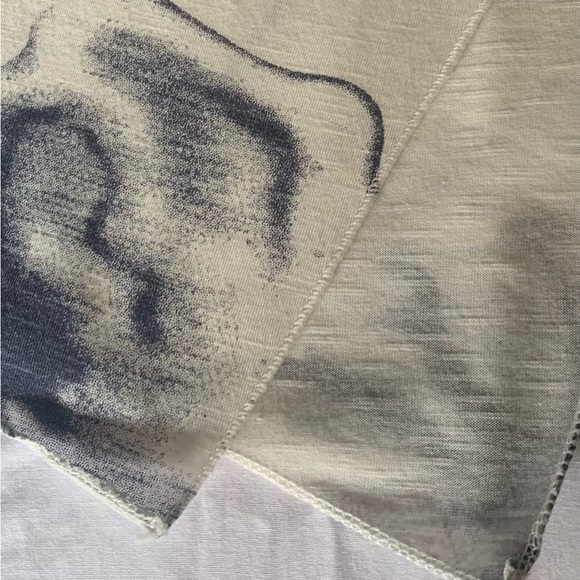 Tunic Tank Top Decorative Rings Y2K Bold Floral Print Off White Dusty Blue M/L - Picture 9 of 12